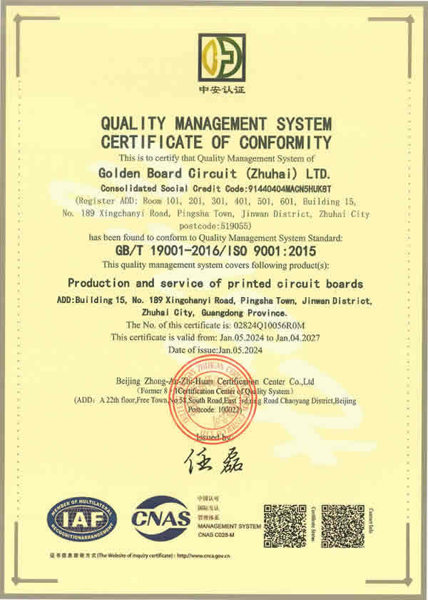 ISO 9001 certificate